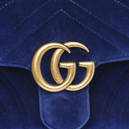 Gucci Velvet Matelasse Mini GG Marmont Shoulder Bag Cobalt Blue 10 of 13