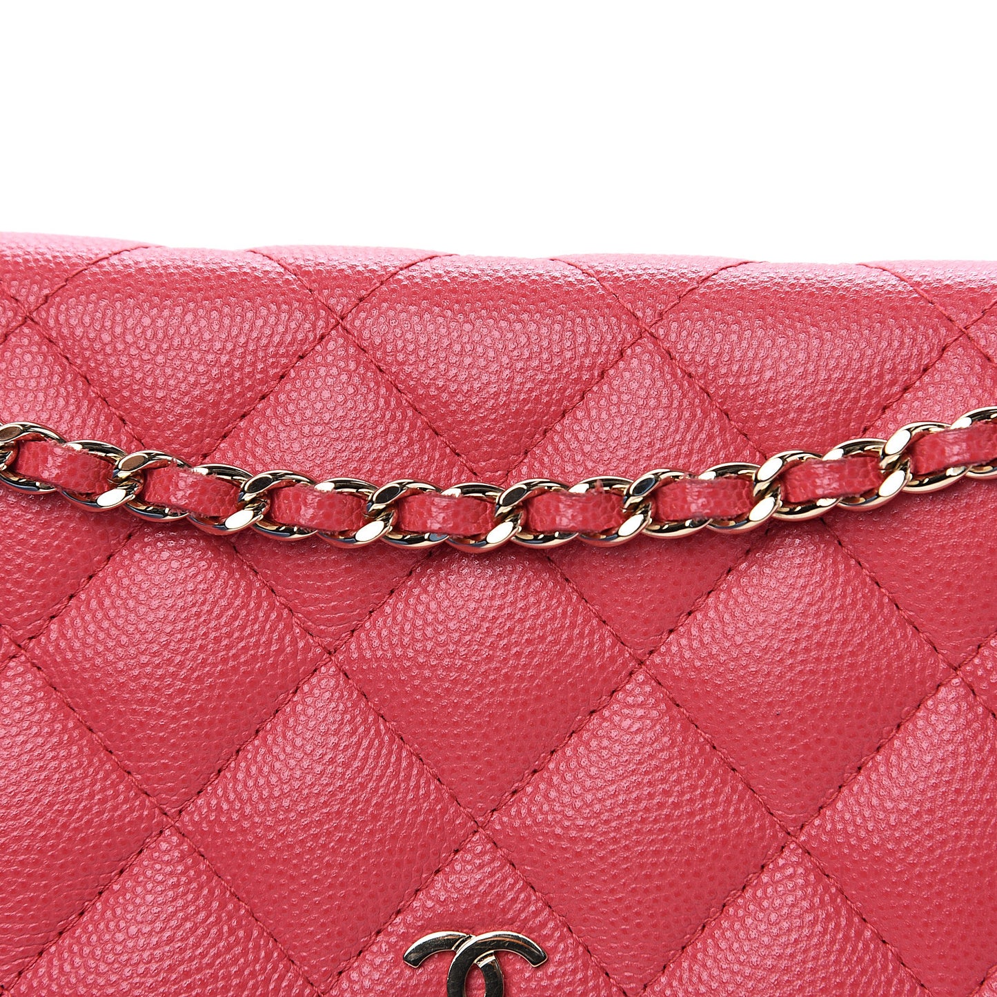 Caviar Quilted Wallet on Chain WOC Pink