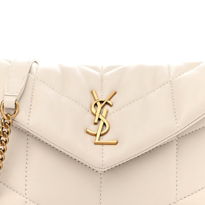 Saint Laurent Lambskin Quilted Toy Loulou Puffer Monogram Chain Satchel Crema Soft 8 of 11