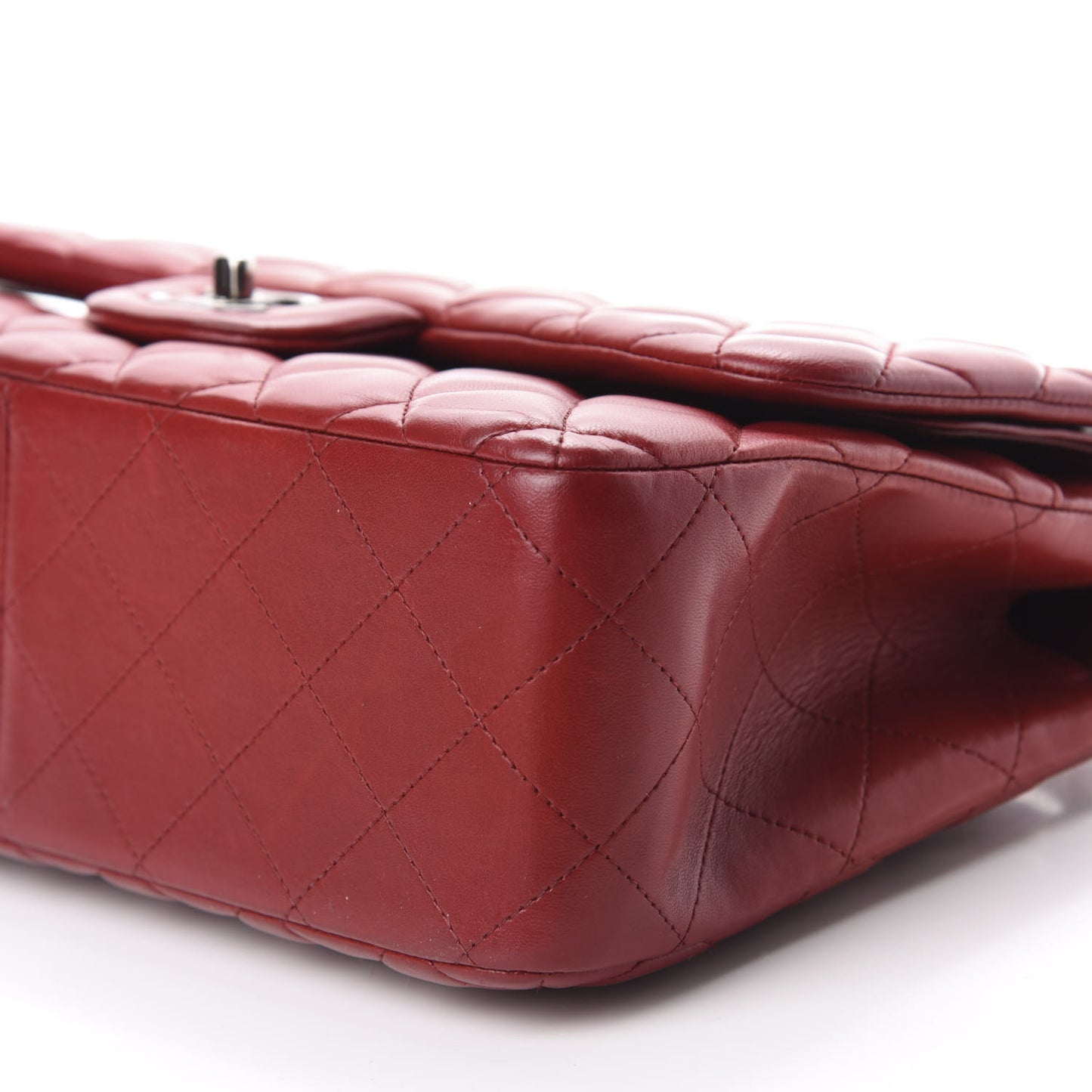 Lambskin Quilted Jumbo Double Flap Red