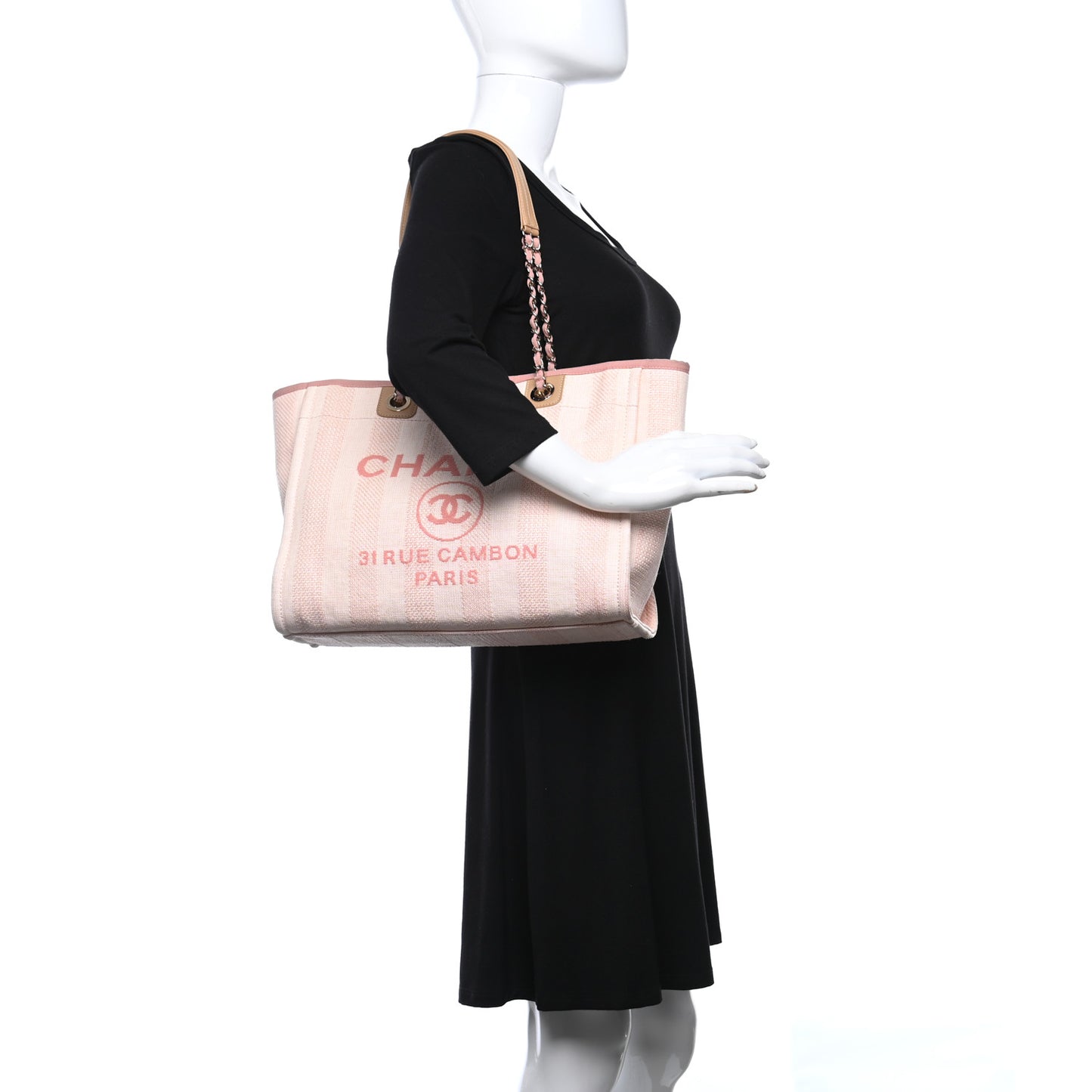 Mixed Fibers Striped Small Deauville Tote Light Pink