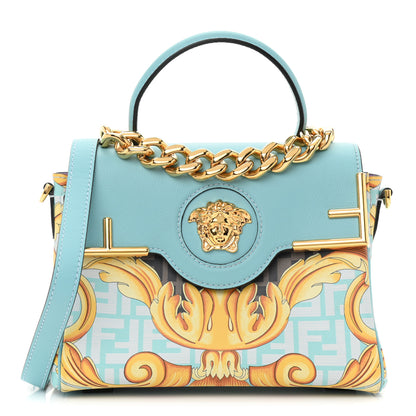 Versace X FENDI Grained Calfskin Fendace La Medusa Medium Top Handle Bag Baby Blue Multicolor 1 of 9