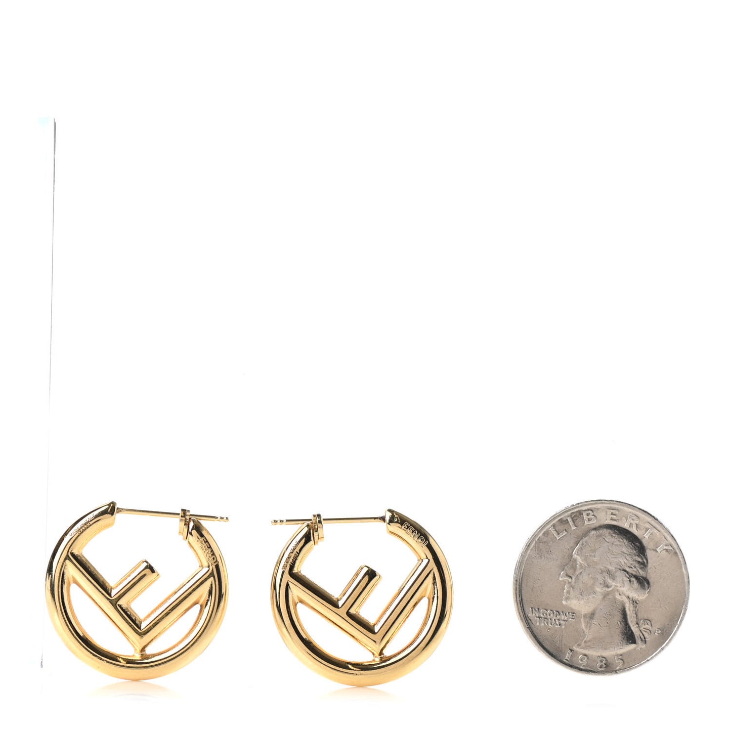 Metal FF Hoop Earrings Gold