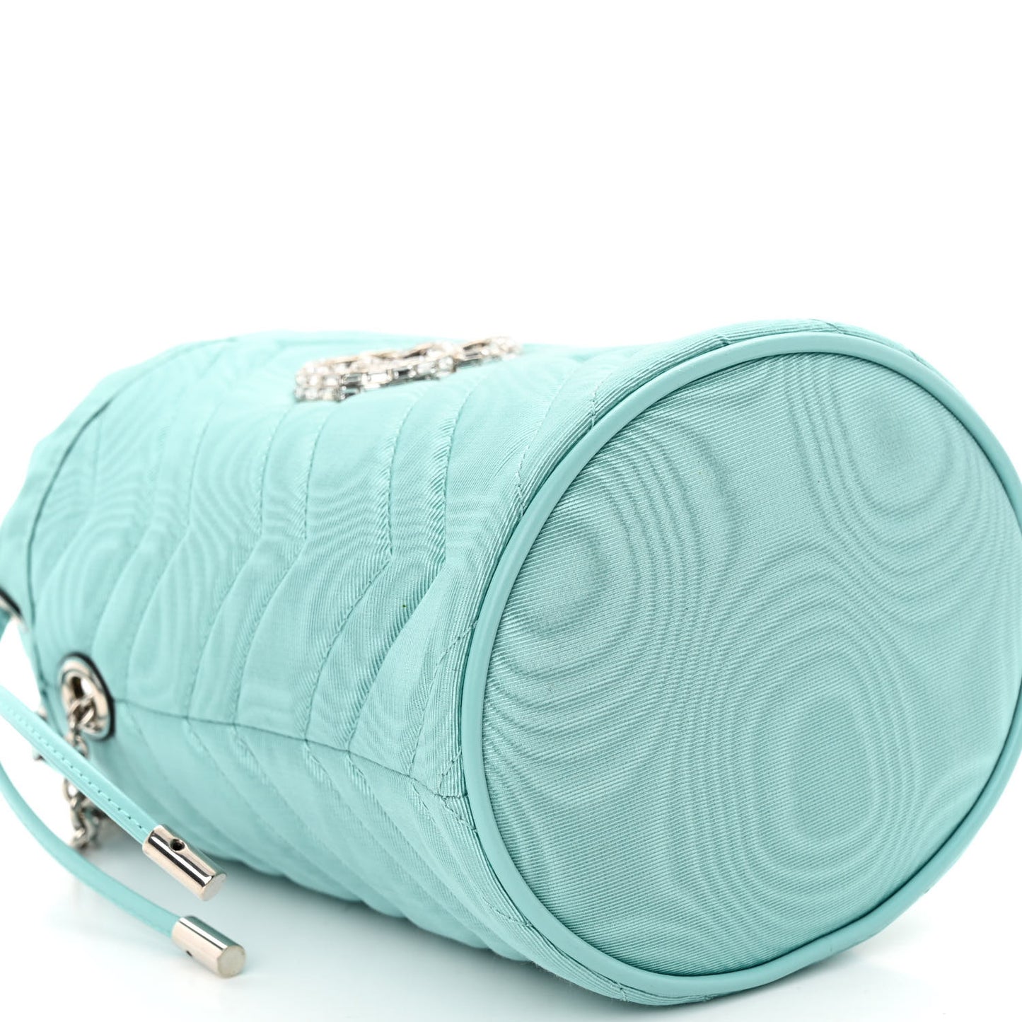 Moire Fabric Calfskin Crystal Matelasse Mini GG Marmont 2.0 Bucket Bag Dark Ocean Wave Crystal