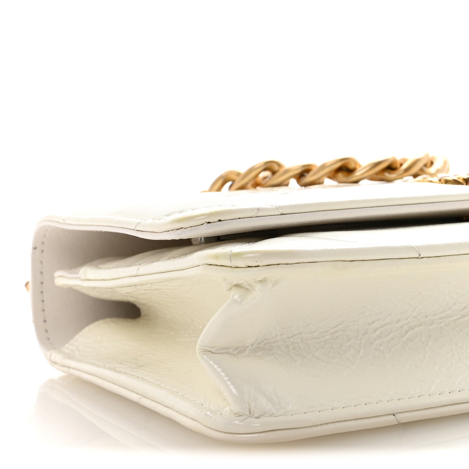 Chanel Shiny Crumpled Calfskin Quilted Chanel 19 Wallet On Chain WOC White 10 of 11