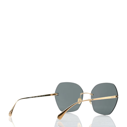 Chanel Titanium Polarized Rimless Square Sunglasses 4271-T Gold Black 4 of 8