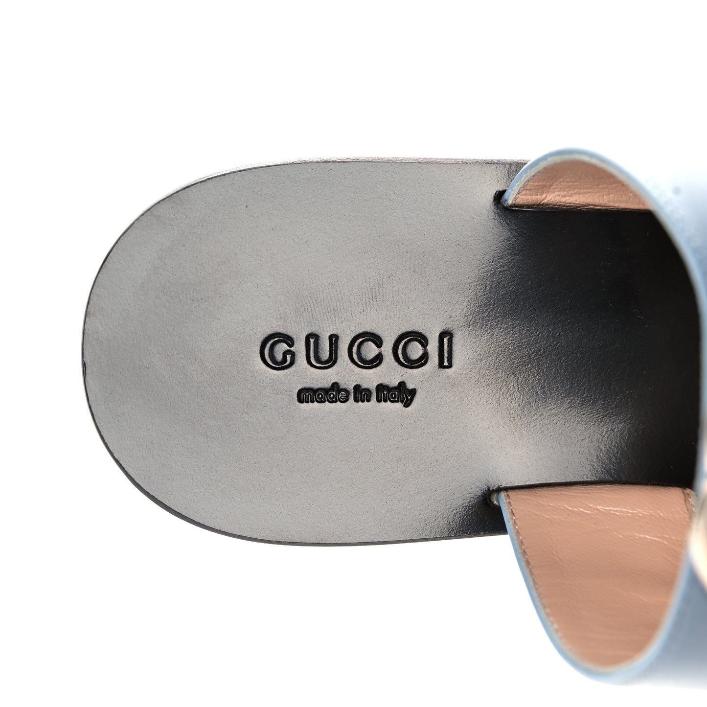 Calfskin GG Marmont Thong Sandals 35.5 Porcelain Light Blue