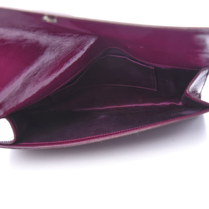 Saint Laurent Textured Patent Monogram Large Belle De Jour Clutch Burgundy 5 of 8