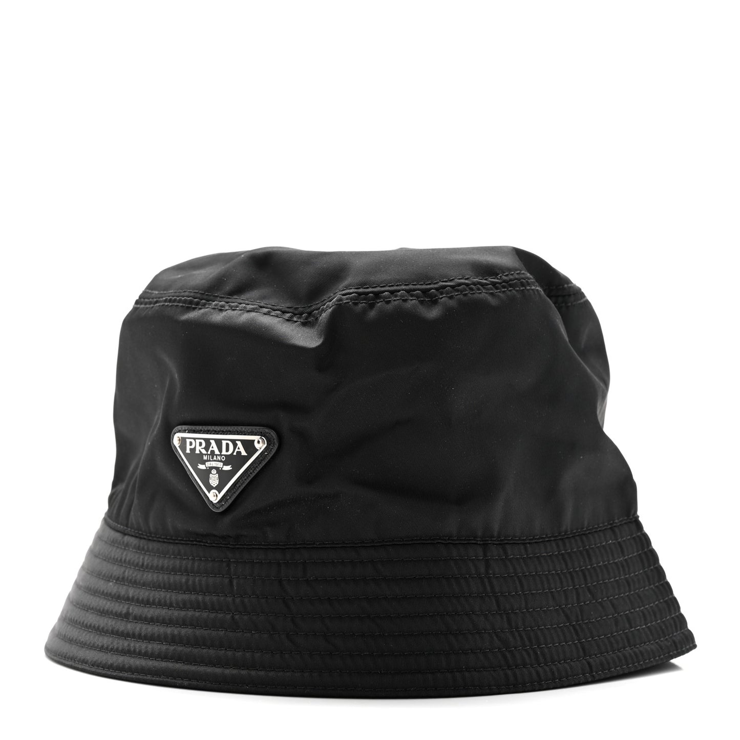 Re-Nylon Metal Triangle Logo Womens Bucket Hat M Black