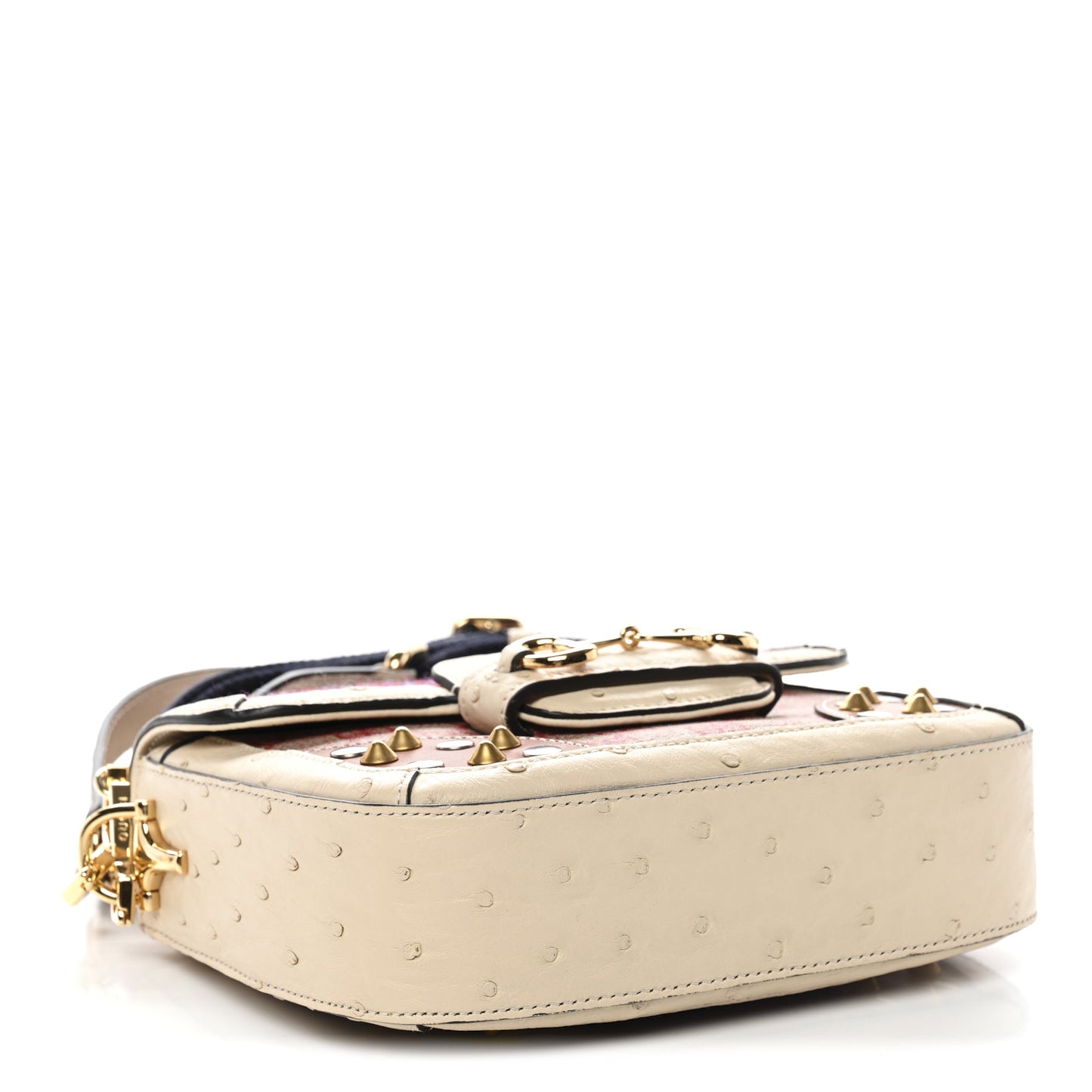 Ostrich Tweed GG Supreme Monogram Studded Web Mini Horsebit 1955 Shoulder Bag Multicolor
