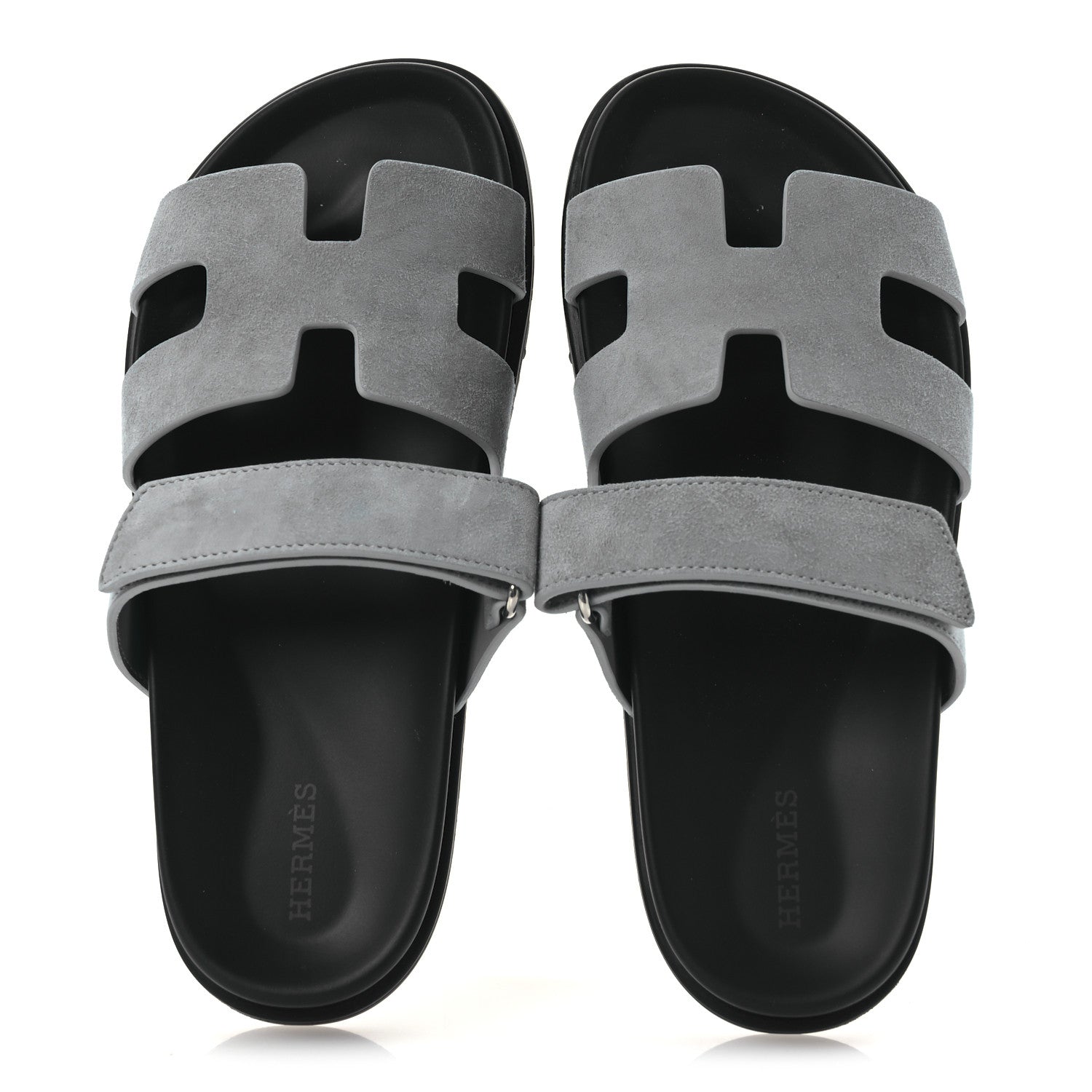 Hermes Suede Goatskin Womens Chypre Sandals 38 Bleu Mineral 2 of 10
