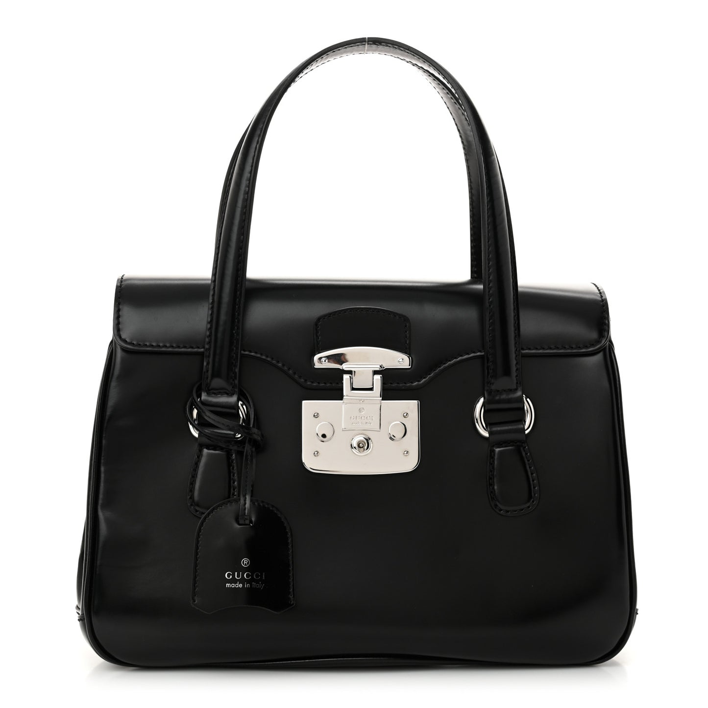 Regent Calfskin Medium Lady Lock Satchel Black