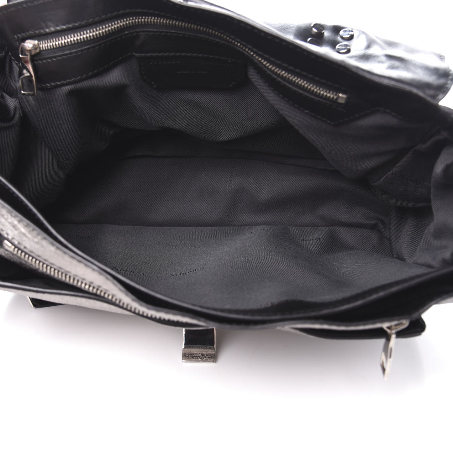 Metallic Paper Lambskin Medium PS1 Plus Zip Satchel Dark Silver