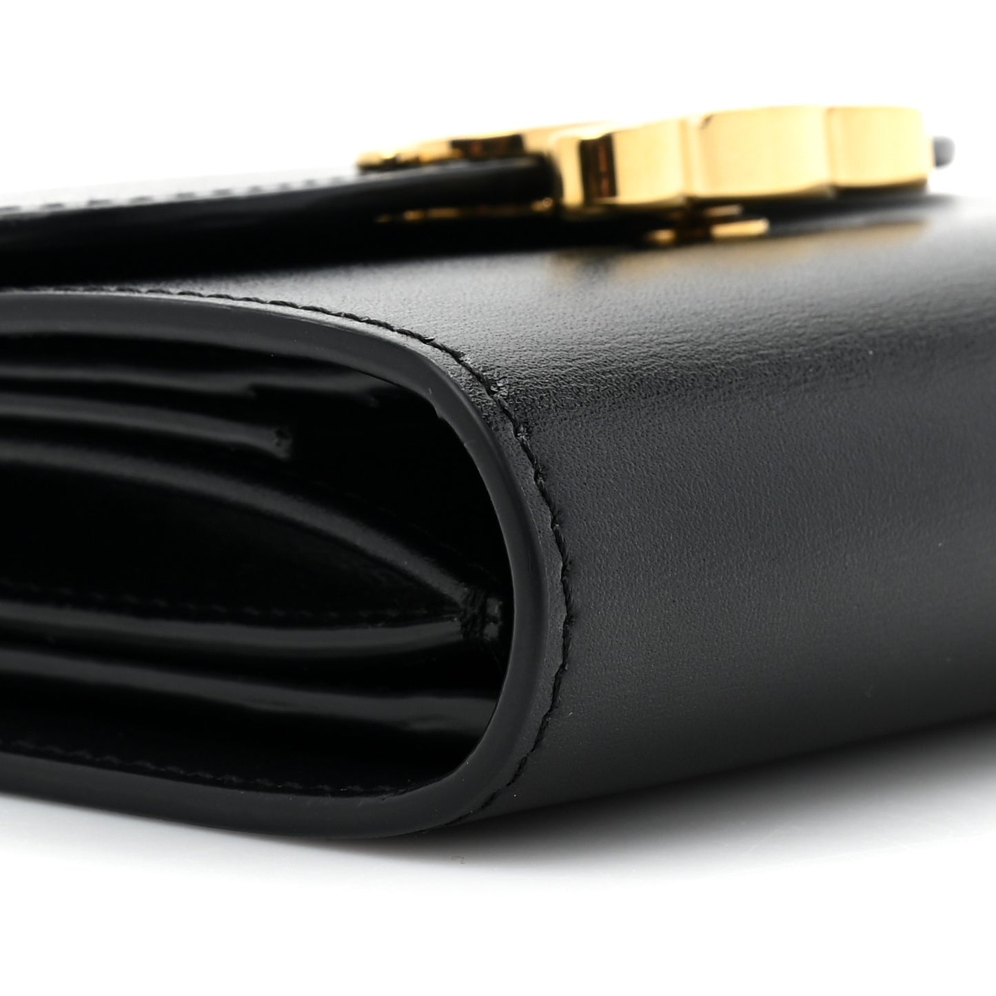 Shiny Calfskin Small Triomphe Wallet Black