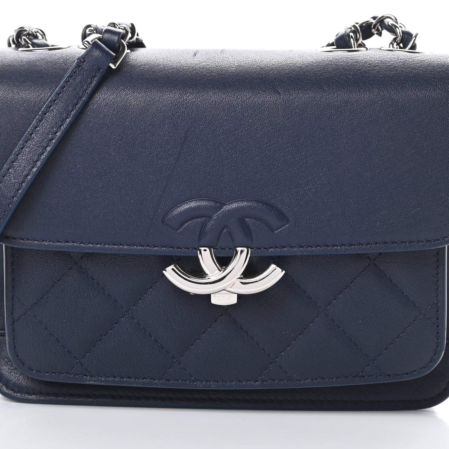 Chanel Goatskin Quilted Small CC Box Flap Navy 8 of 14