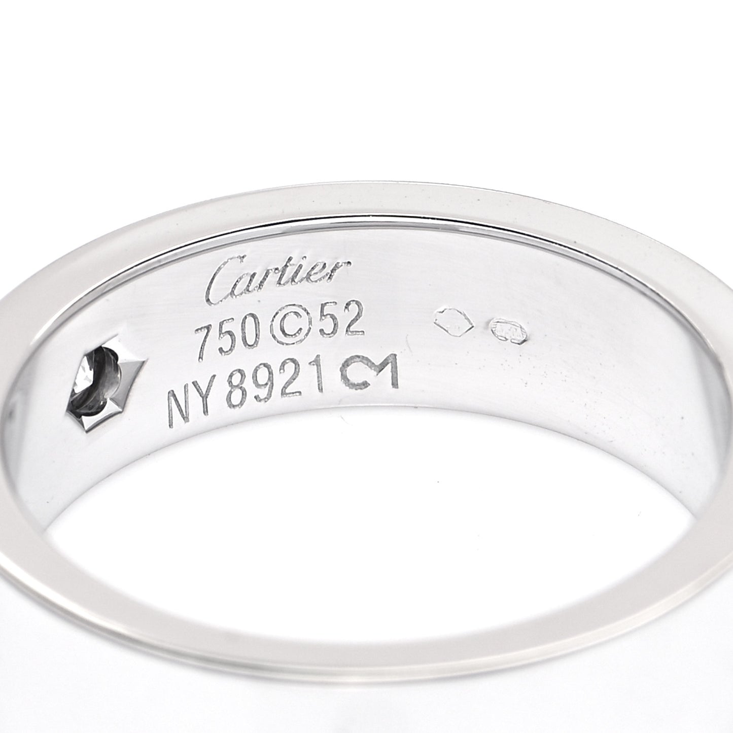 18K White Gold Diamond 5.5mm Christmas LOVE Ring 52 6