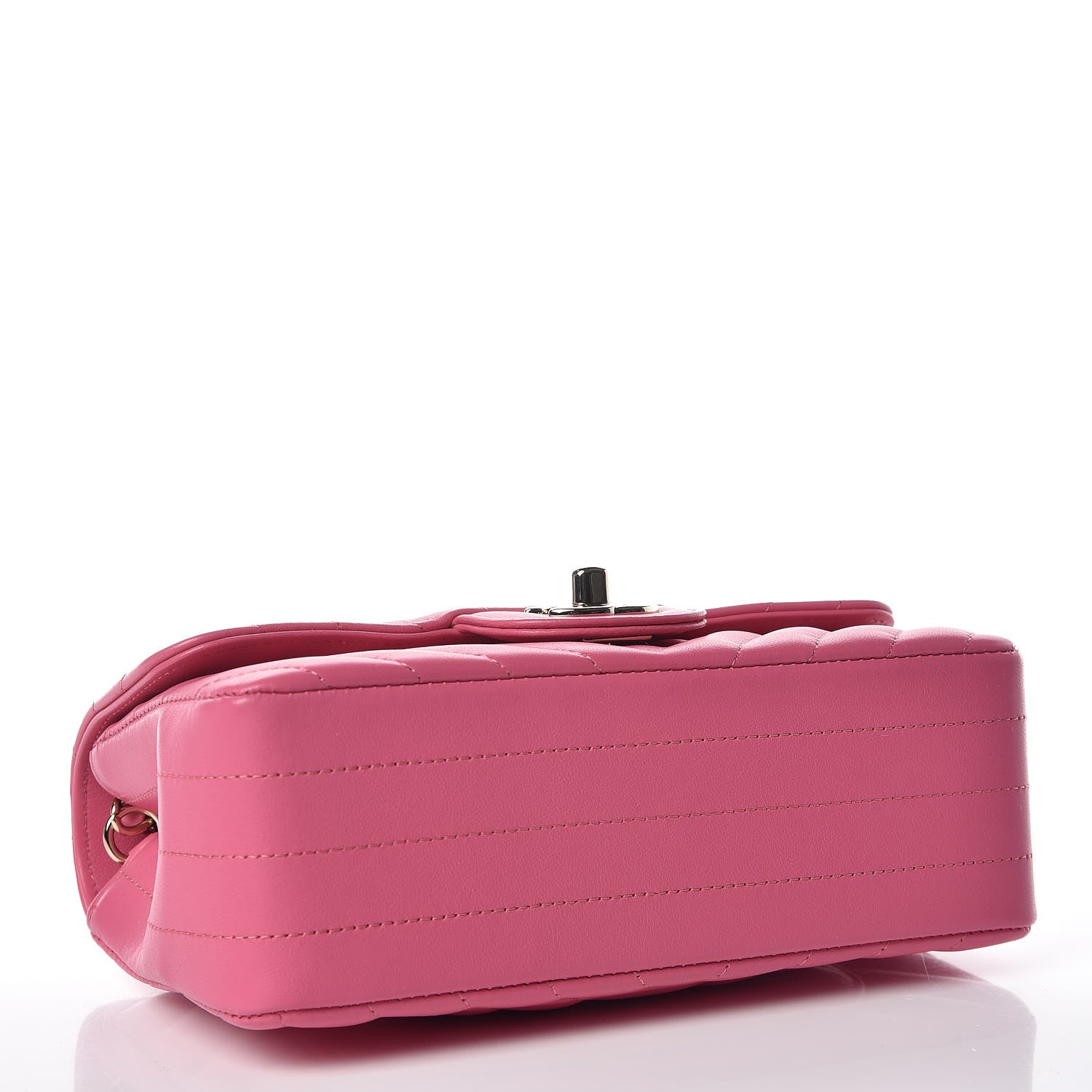 Chanel Lambskin Chevron Quilted Mini Rectangular Flap Pink 4 of 9