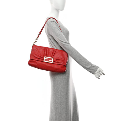 Fendi Crinkled Lambskin Mia Shoulder Flap Red 2 of 11