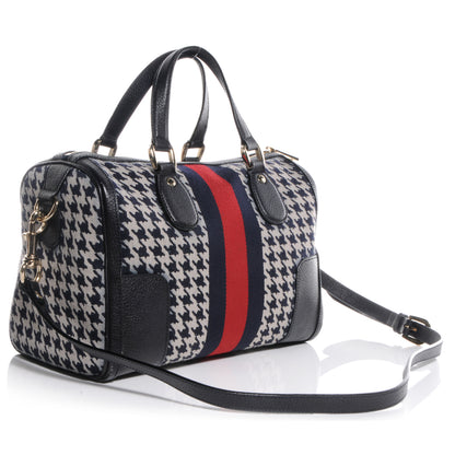 Gucci Fabric Pied De Poule Medium Seventies Web Boston Navy 3 of 7