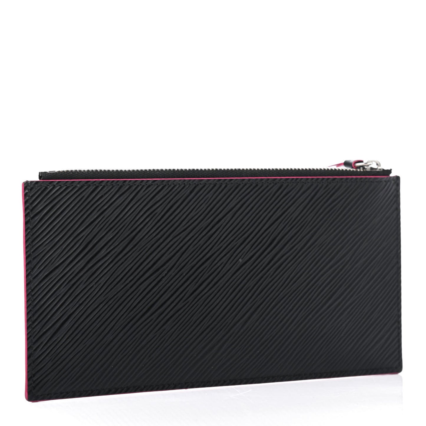 Epi Felicie Chain Wallet Zippered Insert Black Hot Pink