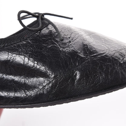 Valentino Garavani Crackled Calfskin Rockstud Chain Ankle Ballerina Flats 39 Black 11 of 14