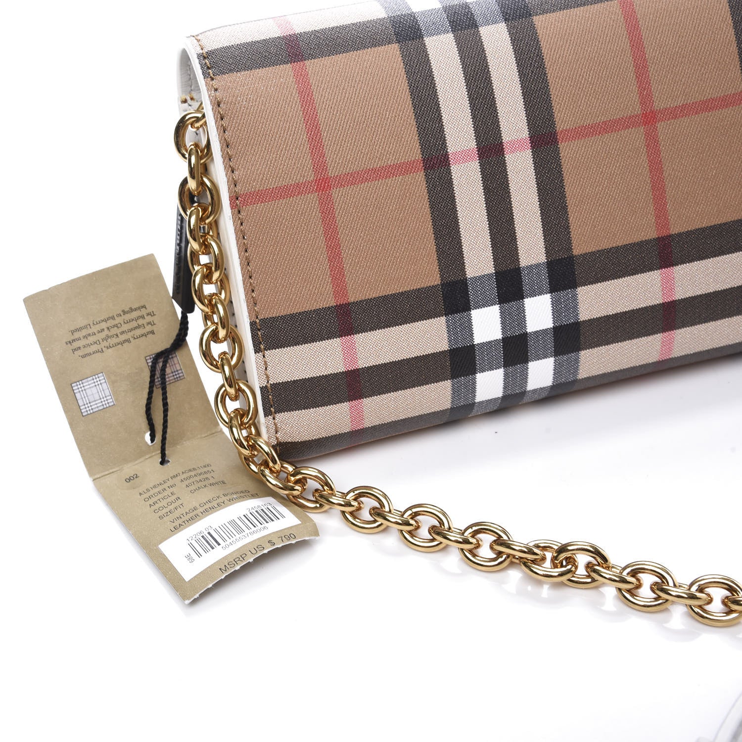 Burberry Vintage Check Henley Wallet On Chain Chalk White 8 of 9