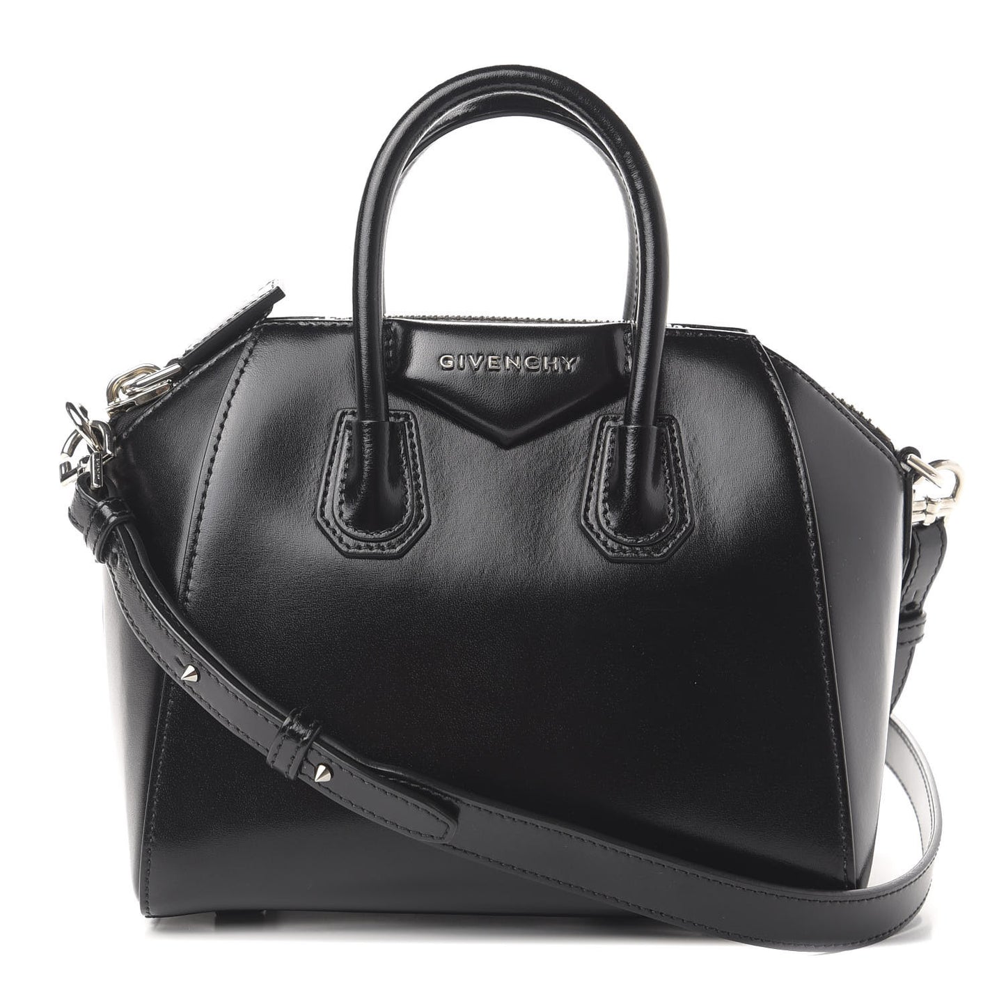 Shiny Lord Calfskin Mini Antigona Black