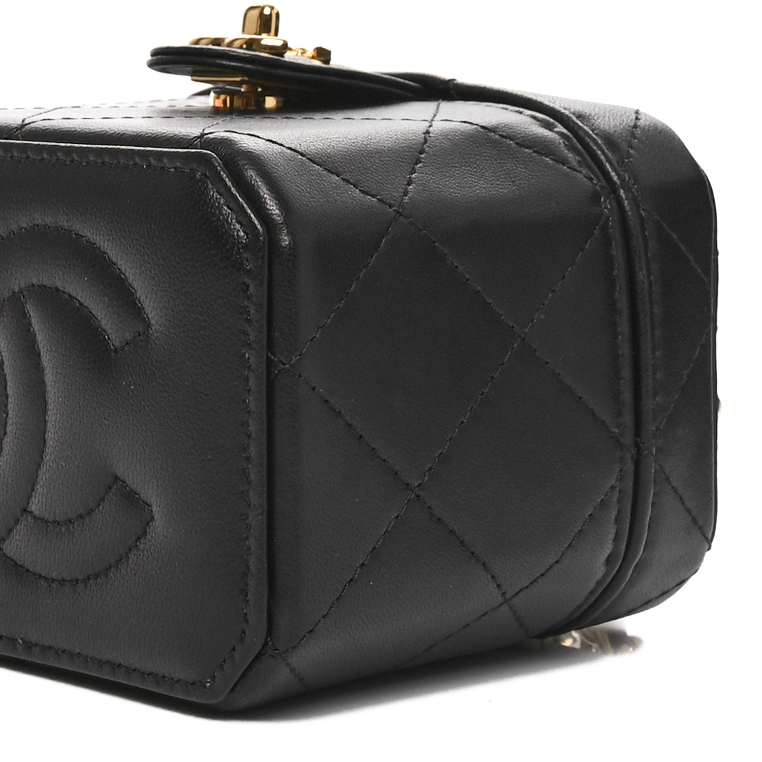Chanel Lambskin Quilted Vanity Clutch With Chain Black 10 of 11