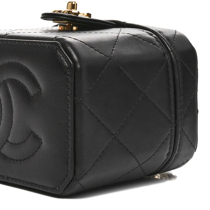 Chanel Lambskin Quilted Vanity Clutch With Chain Black 10 of 11