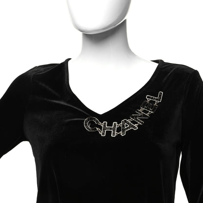Chanel Crystal Cha-Nel Logo Brooch Black Gold 2 of 4