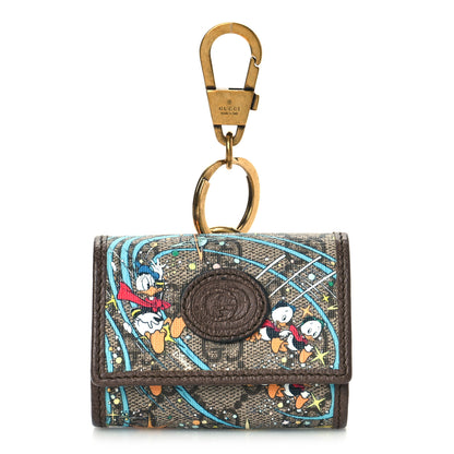 Gucci X DISNEY GG Supreme Monogram Donald Duck Interlocking G Key Pouch Beige Multicolor New Acero 1 of 9