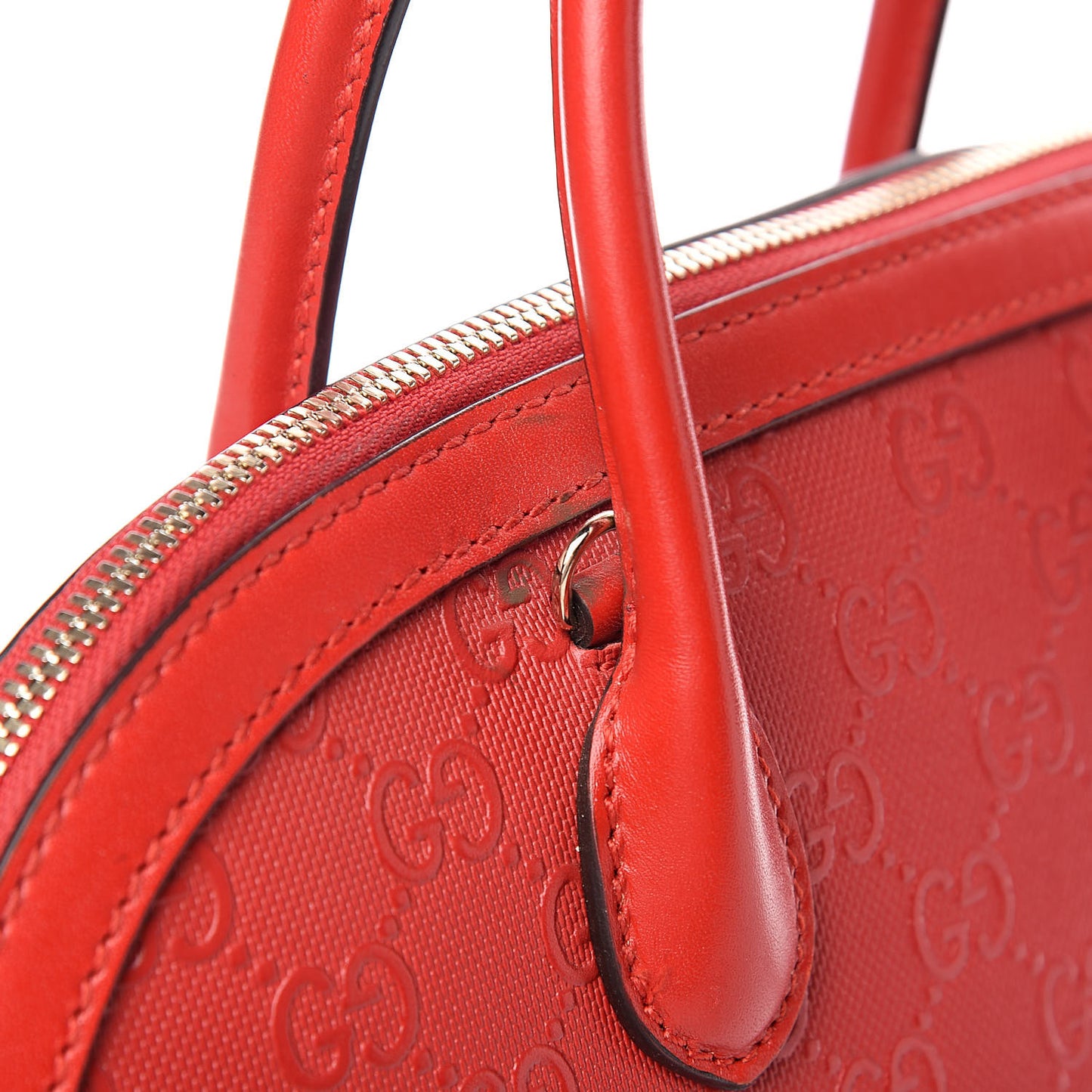 HIlary Lux GG Monogram Embossed Studded Top Handle Dome Bag Tobasco