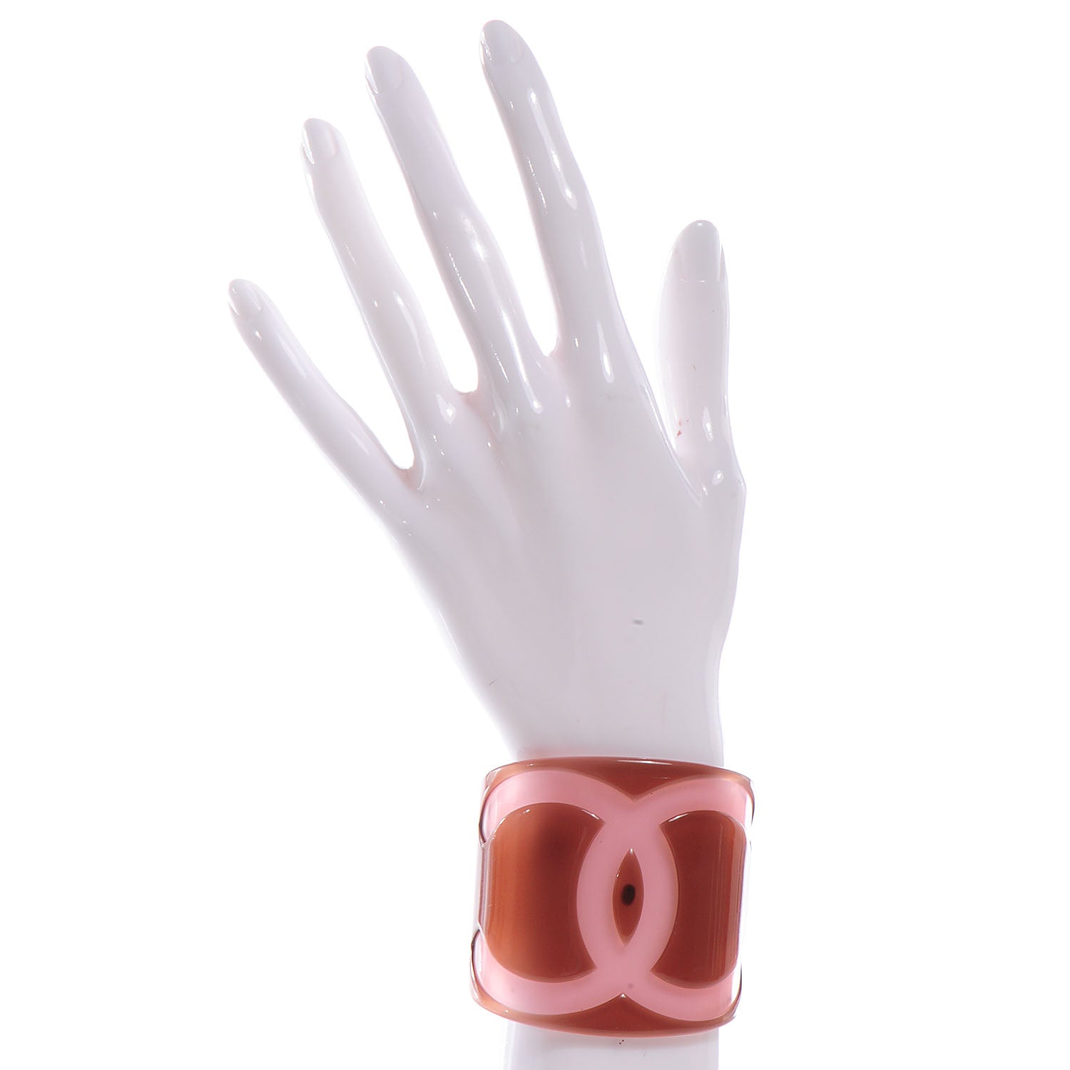 Chanel Resin CC Cuff Brown Pink 2 of 4