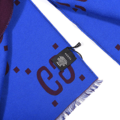 Gucci Wool Silk Monogram Jumbo GG Freedom Scarf Lacquer Blue 2 of 4