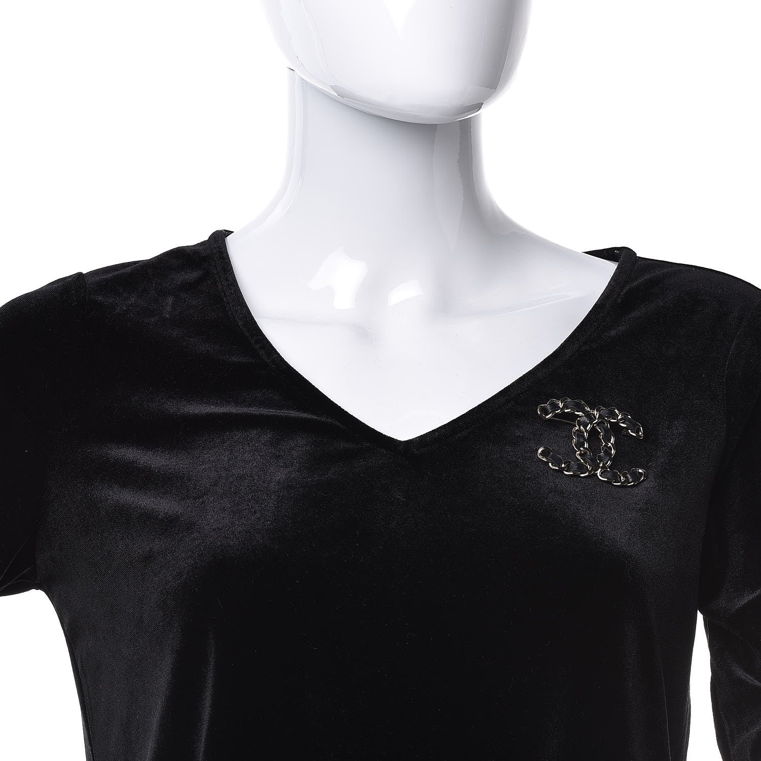 Chanel Lambskin Chain CC Brooch Black Gold 2 of 5