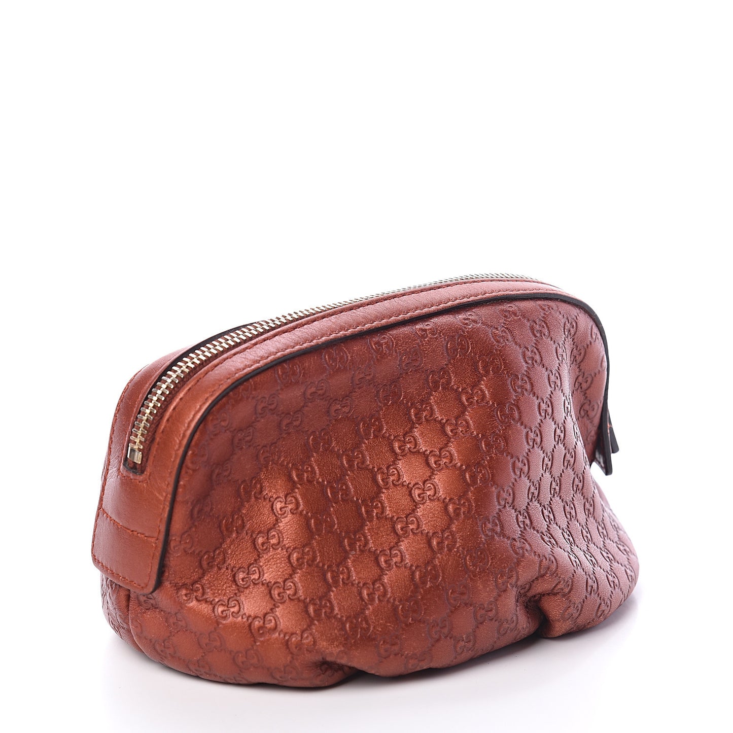 Metallic Microguccissima GG Cosmetic Case Burnt Orange