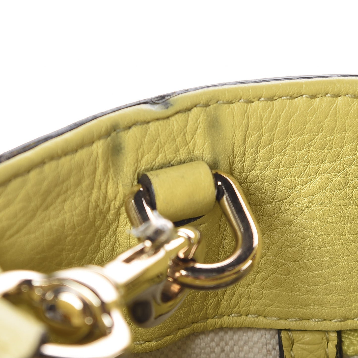 Pebbled Calfskin Large Bamboo Shopper Tote Citrus