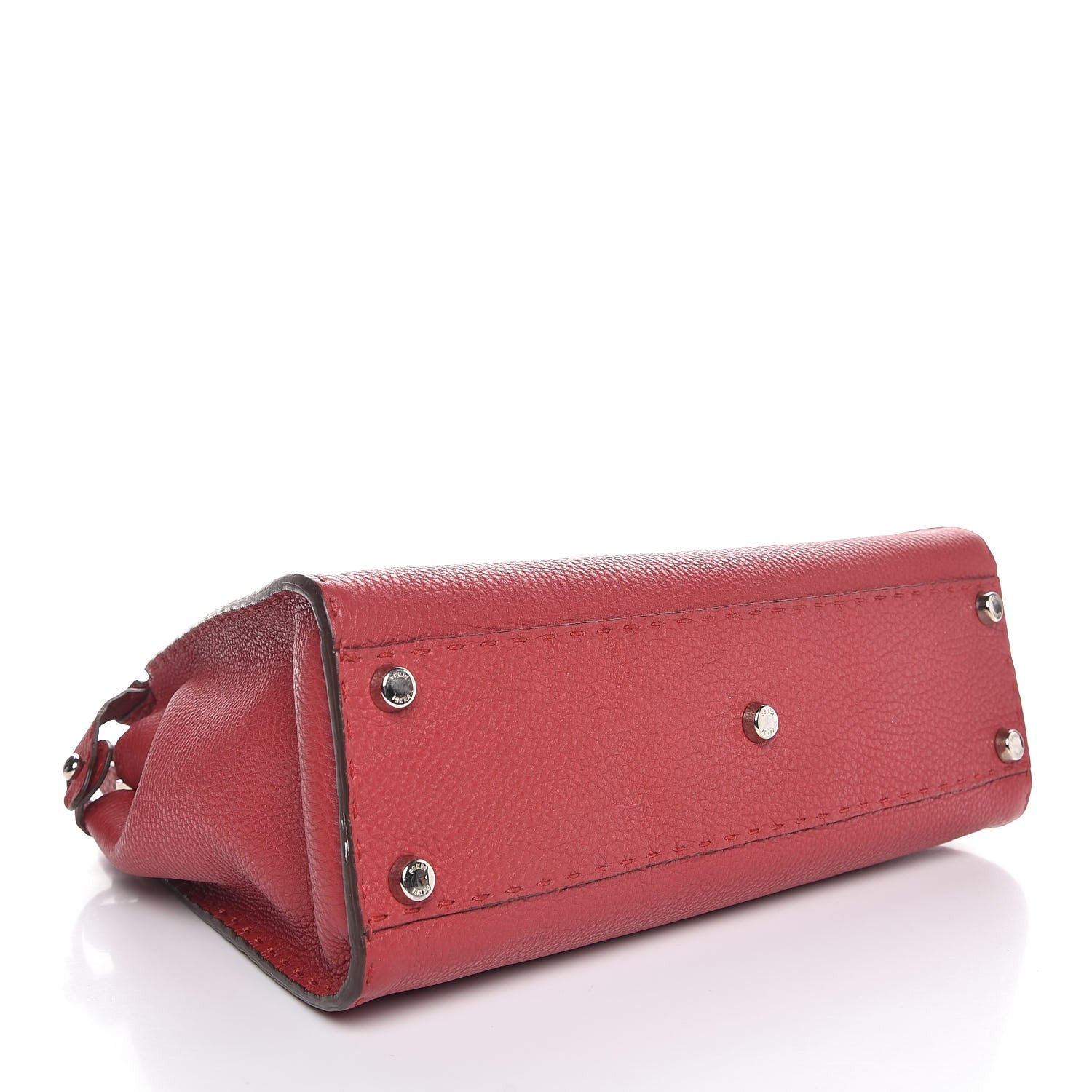 Fendi Cuoio Romano Selleria Bi-Color Medium Peekaboo Iconic Satchel Rosso Latte 5 of 9