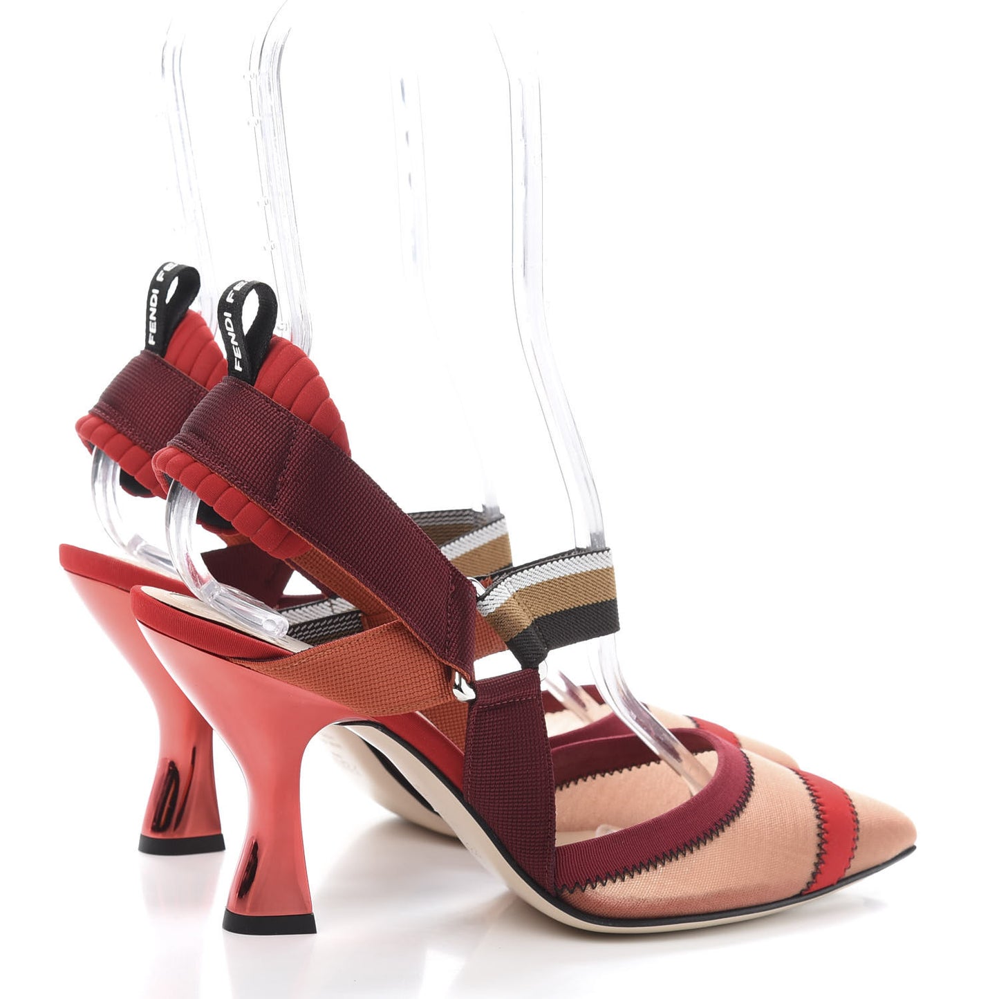 Technical Mesh Colibri 85mm Slingback Pumps 37.5 Fragola Mou Fango Ruggine