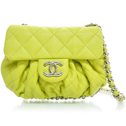 Chanel Washed Lambskin Mini Chain Around Messenger Neon Yellow 12C NEW SOLD OUT 1 of 9