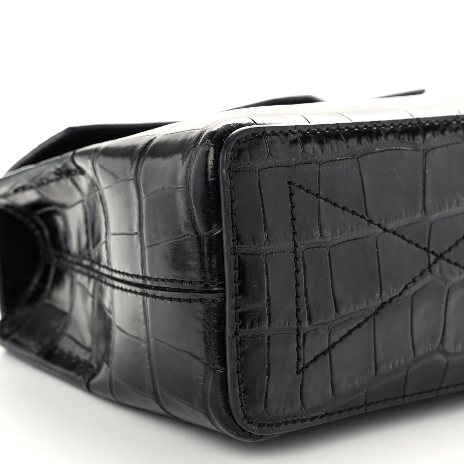 Mulberry Calfskin Crocodile Embossed Micro Seaton Black 9 of 11