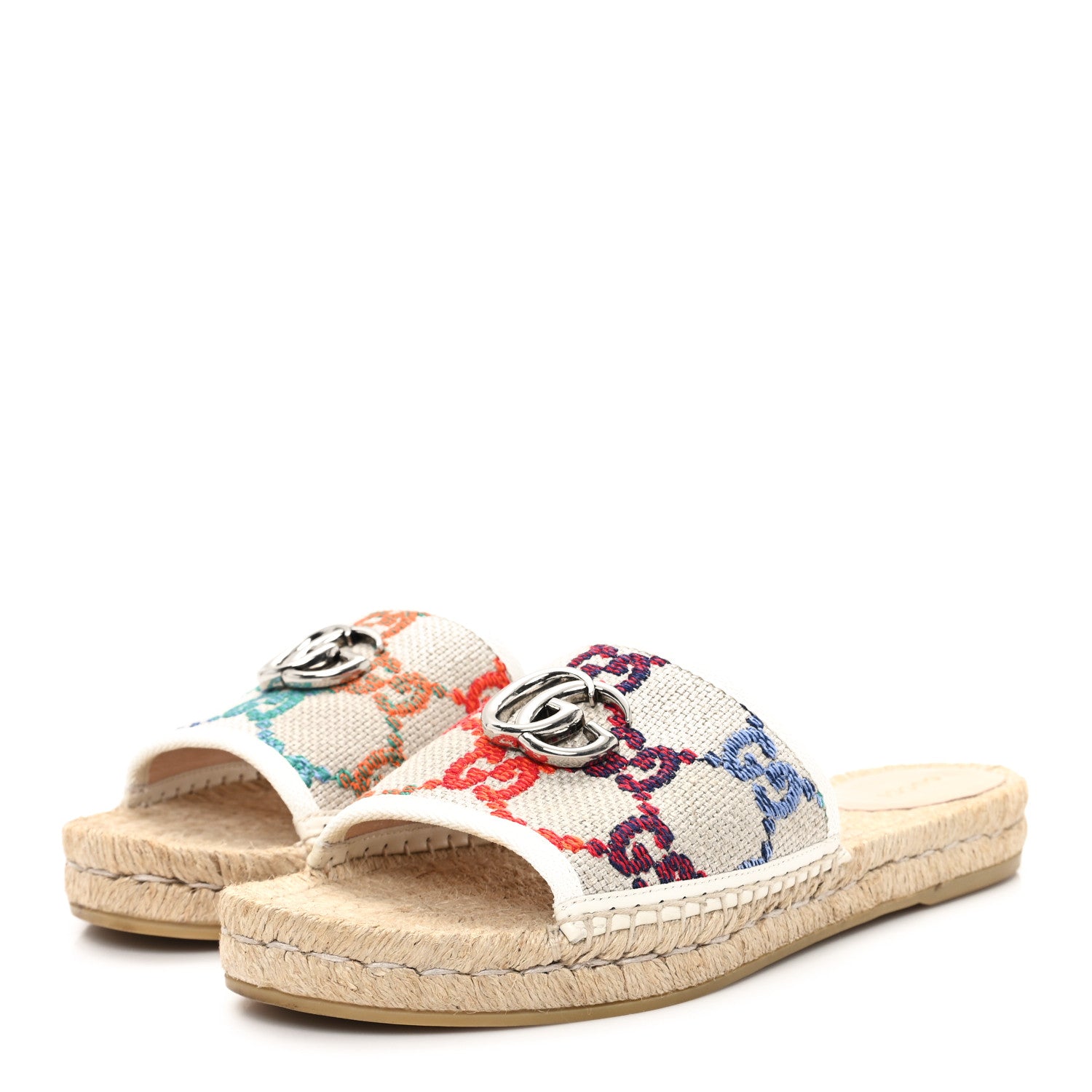 Gucci Linen Psychedelic Mini GG Monogram Slide Sandals 40 Multicolor 4 of 10