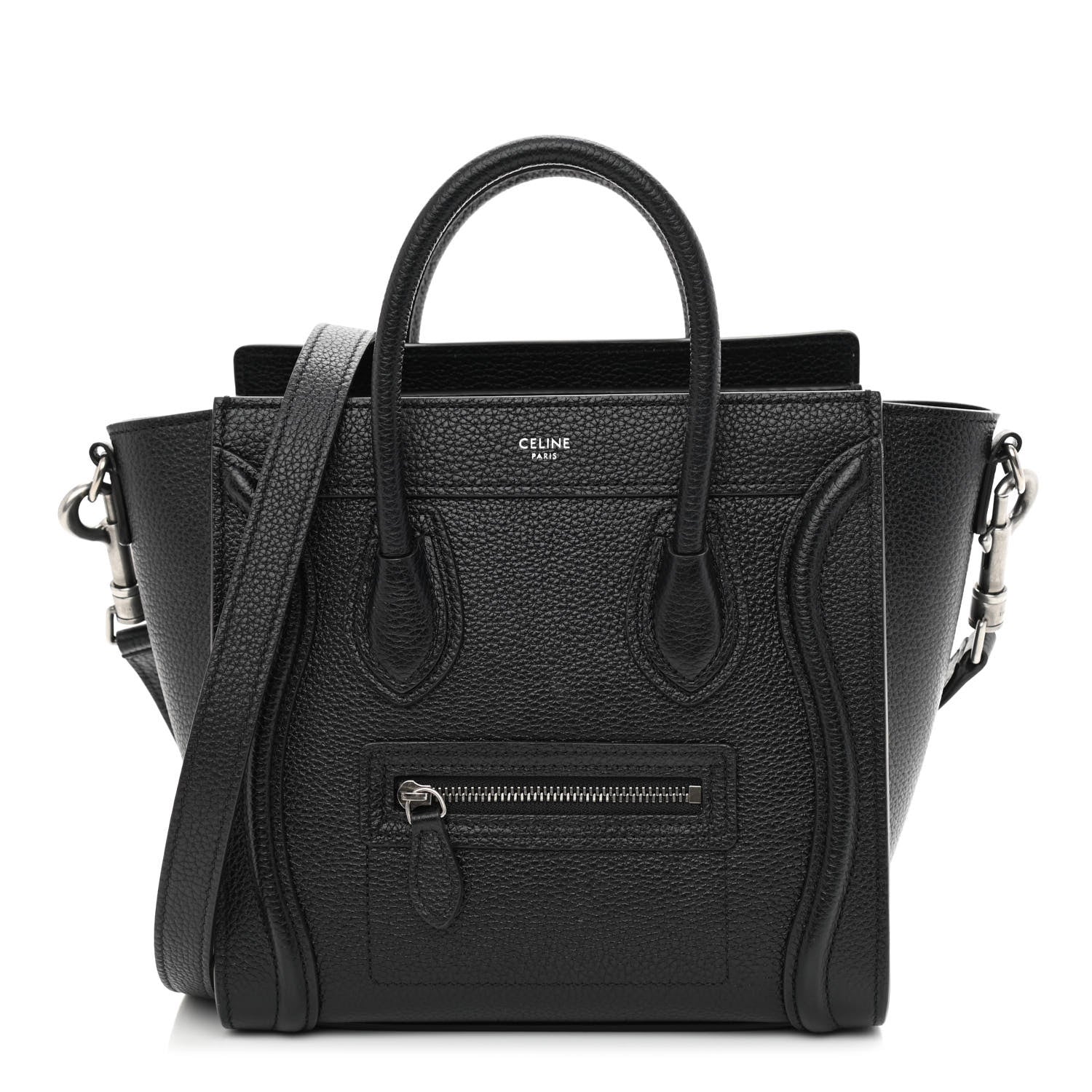 Celine Drummed Calfskin Nano Luggage Black 1 of 11