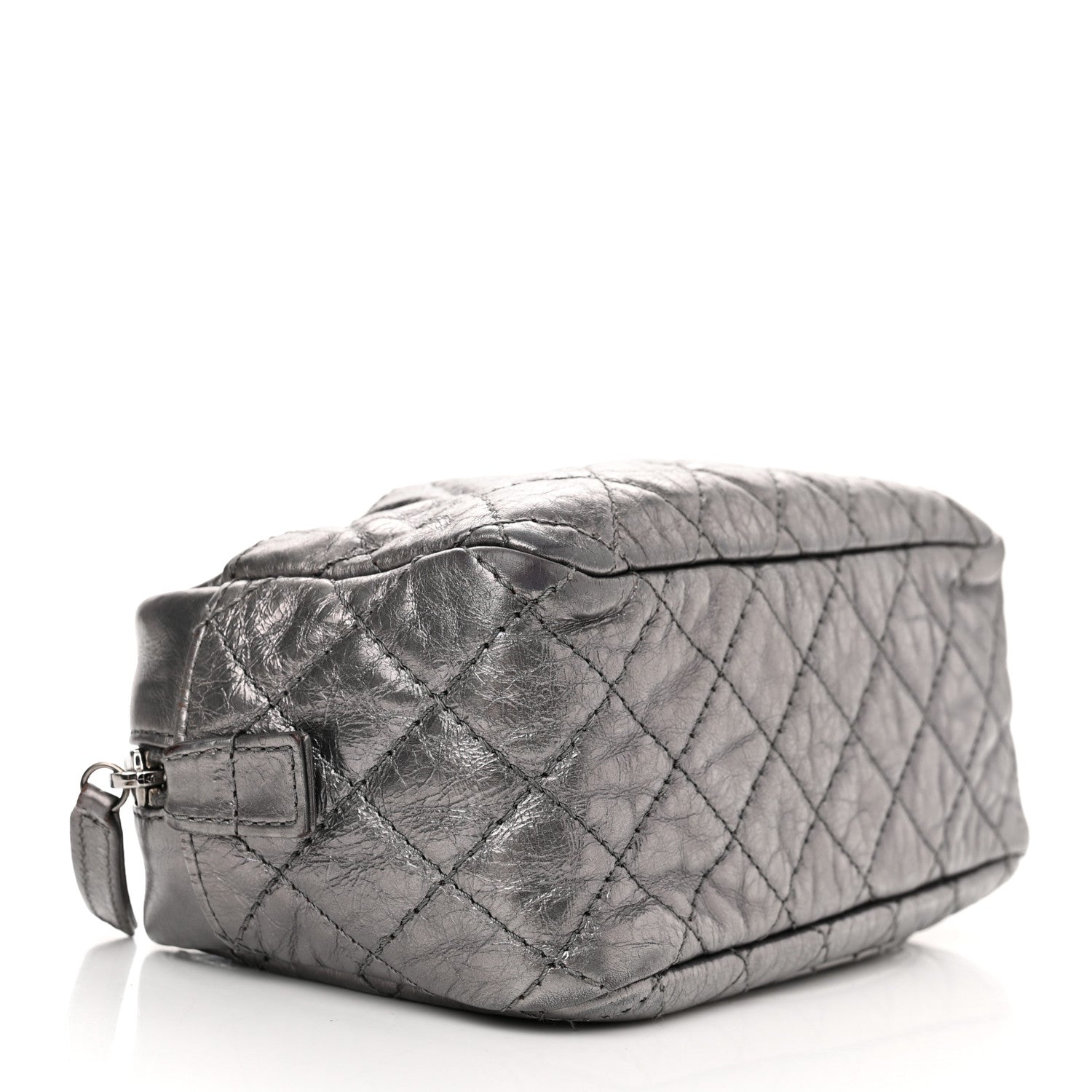 Chanel Metallic Aged Calfskin Quilted Small Reissue Camera Case Dark Silver 4 of 14