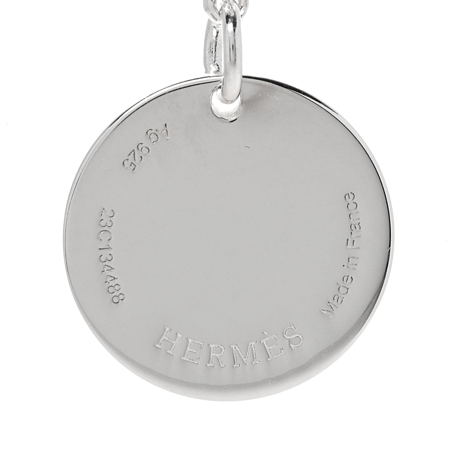 Hermes Sterling Silver 18K Rose Gold PM Ex-Libris Pendant Necklace 4 of 6