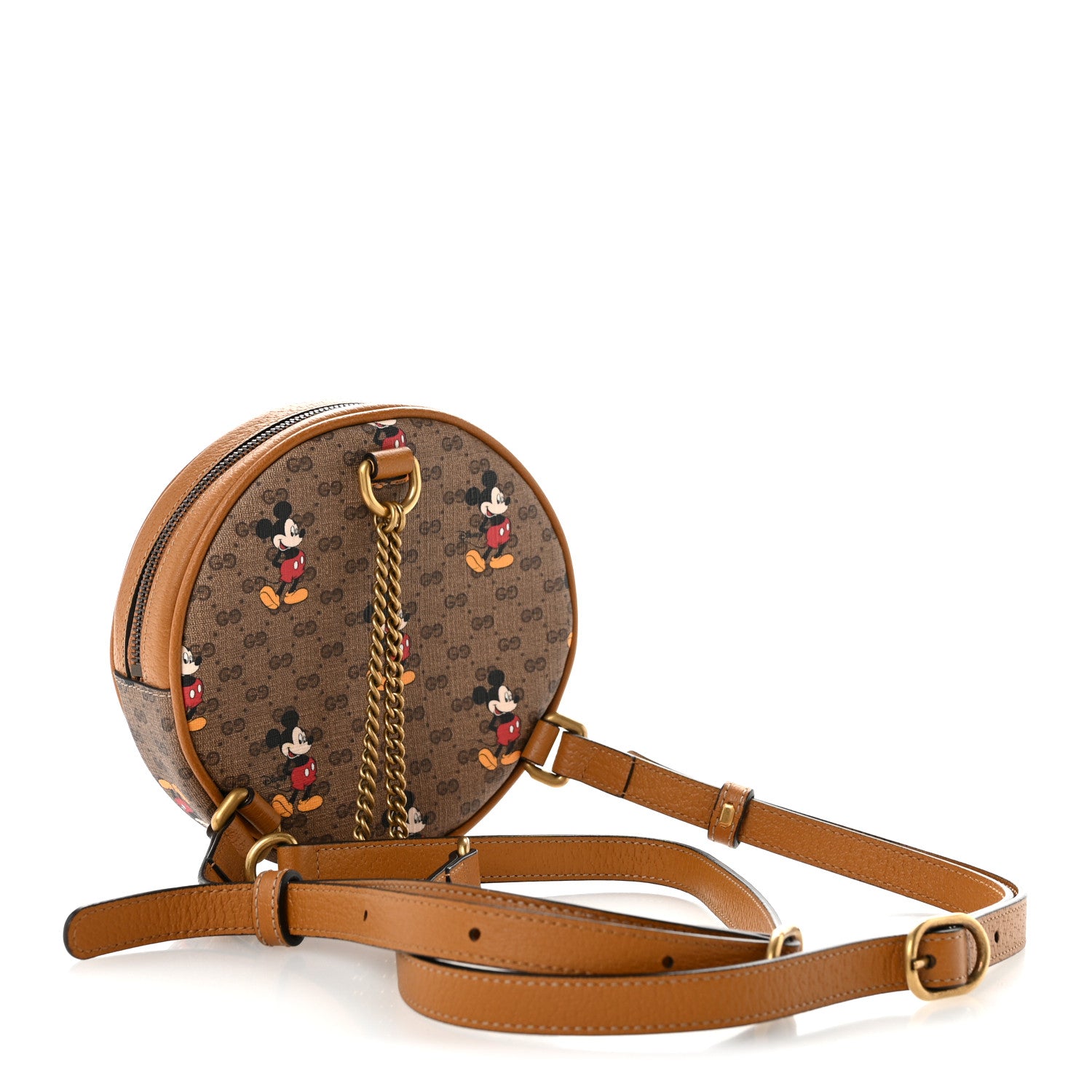 Gucci X DISNEY Mini Vintage GG Supreme Monogram Mickey Mouse Round Backpack Beige Vintage Sun Oil 3 of 12