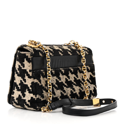 Christian Dior Technical Canvas Macro Houndstooth Medium Caro Bag Black White 3 of 20