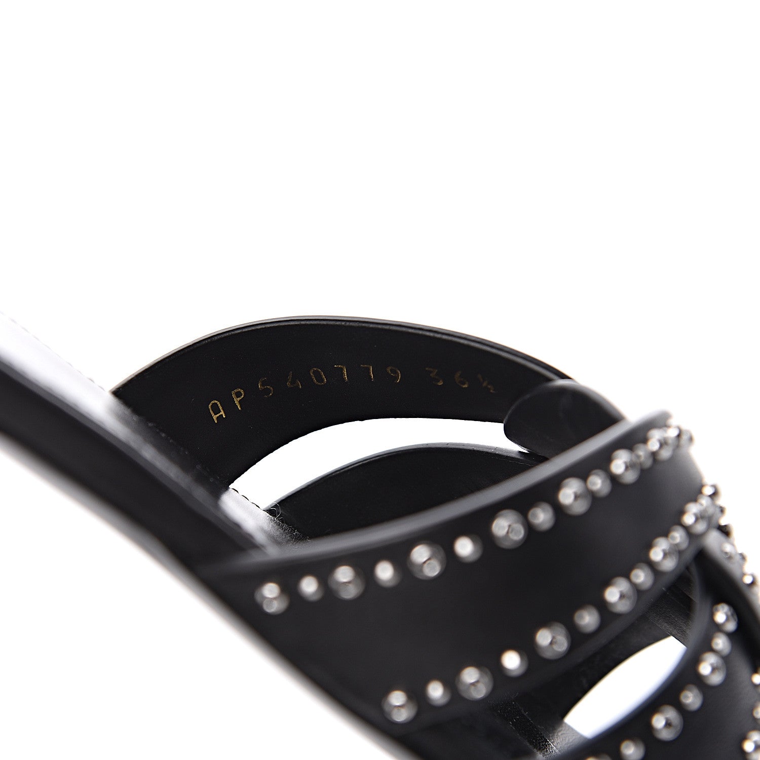 Saint Laurent Calfskin Grommet Tribute 05 Slide Sandals 36.5 Black 8 of 9