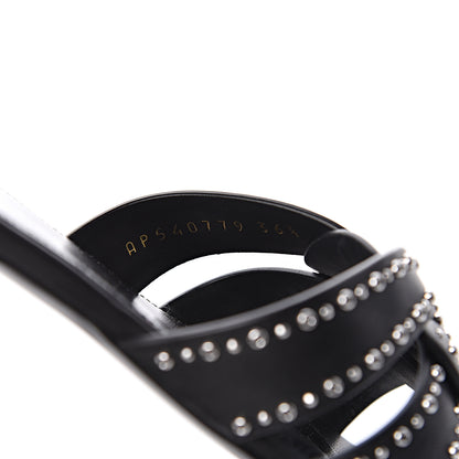 Saint Laurent Calfskin Grommet Tribute 05 Slide Sandals 36.5 Black 8 of 9
