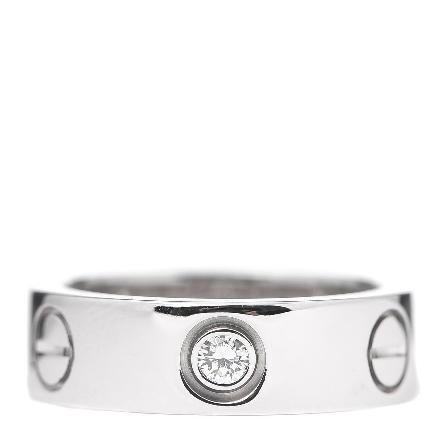 18K White Gold 3 Diamond 5.5mm LOVE Ring 48 4.5